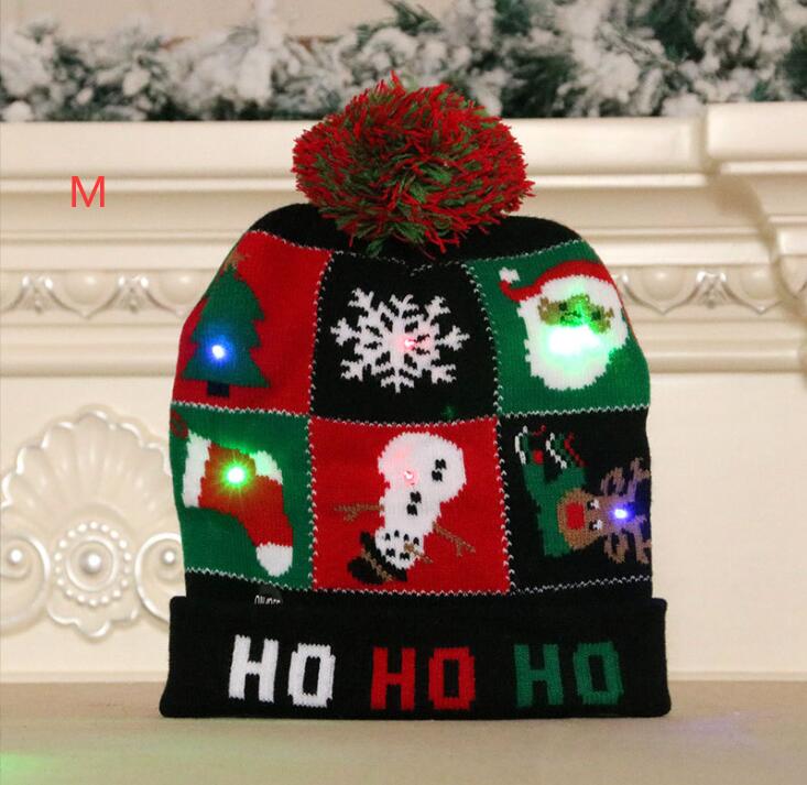 13 styles chapeau d'éclairage de Noël hiver tricot en tricot chauds de bonnet de cocotte