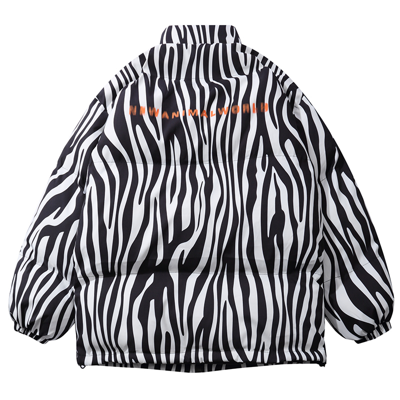 Herrarna ner parkas histrex zebra ränder djur värld män jacka tjockare vintage outwear varm streetwear kvinnor överdimensionerade y2k parka rockar 221008