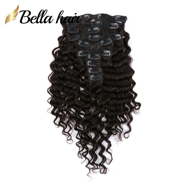 Diepgolf krullende clip in hair extensions Remy Human Hair Water Waves natte golvende extensie 160 g 10 stcs 21 clips bellahair8390683