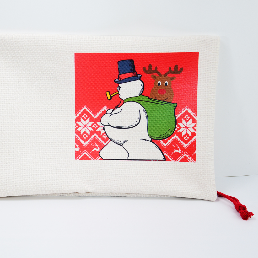 Sublimación de almacén de EE. UU. Bolsa blanca en blanco Decoraciones navideñas Impresión por transferencia de calor Bolsa de compras de dulces de lino con asa de hilo para regalos de Navidad Embalaje Tamaño grande B5