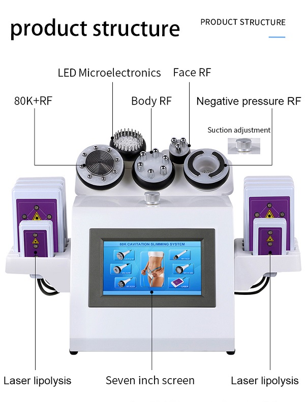 Vakuumkavitationssystem Lipolaserdiode Abnehmen Ultraschall Ultraschall Gewichtsverlust Bildhauerei Schönheitsausrüstung 6 in 1 Fettverbrennungsform HF-Kavitationsmaschinen