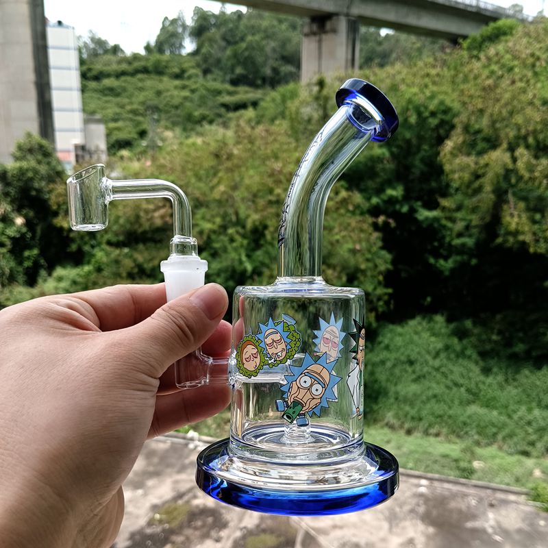 Mavi yeşil kalın cam nargile su geri dönüştürücü bongs mini yağ dab teçhizatlar sigara boruları