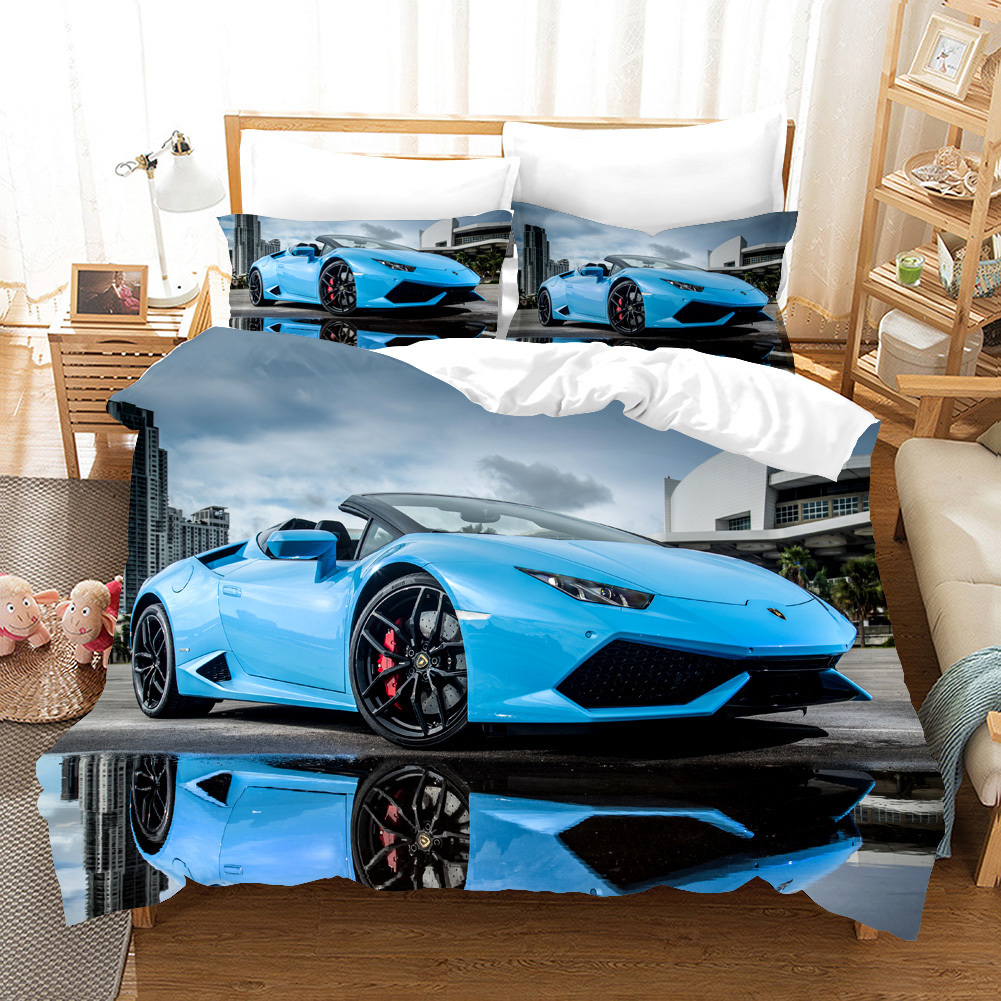 Ensembles de literie Sports Car Housse de couette 3D Racing Car Imprimé Ensemble de literie Queen King Size avec taies d'oreiller Hommes Cool Polyester Housse de couette 221010