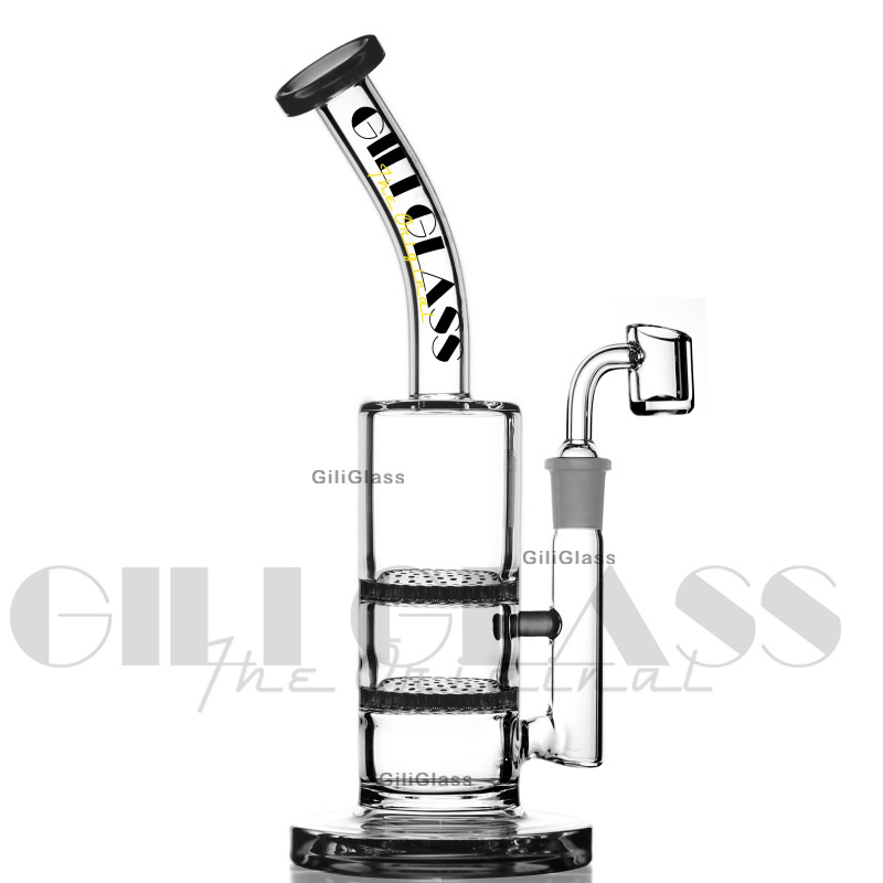 10 pouces Double Honeycomb narguilés tornade perc dab rig bong capiteux pipe à eau cire plates-formes pétrolières fumer des tuyaux en verre clou de quartz