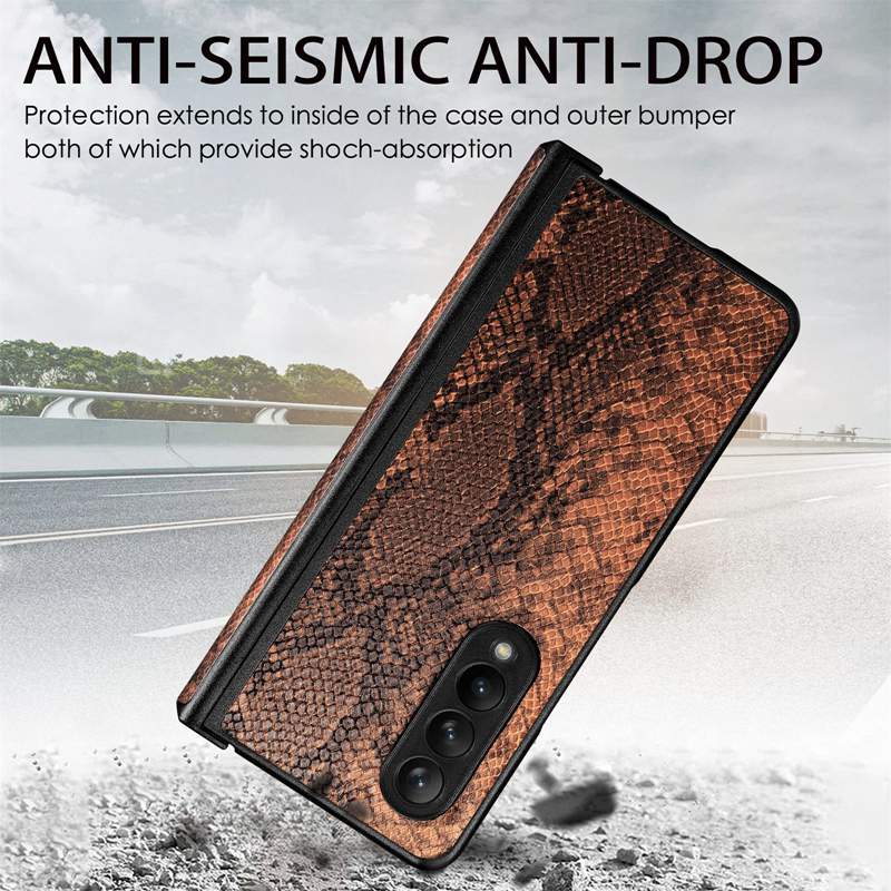 Ormkorn läder plånbok fodral för samsung z fold 3 4 fold4 zfold4 galaxy fold3 zfold3 mode stativ hållare flip cover affärsmän