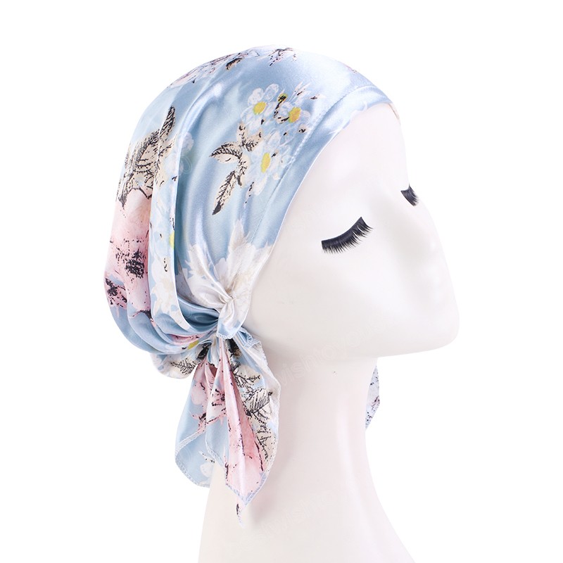 Pre-tied Women Turban Satin Paisley Pattern Muslim Headband Soft Flexib Hair Scarf Chemo Cap Leadies Head Wrap Bandana