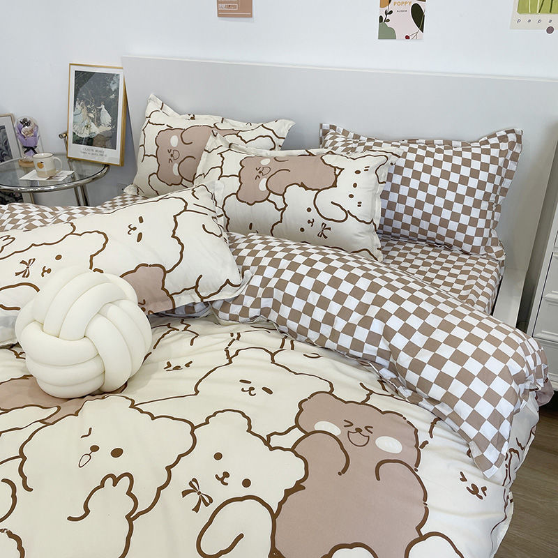 Bedding sets Spring Bedding Set Fashion Cartoon Kids Single Double Queen Size Flat Sheet Duvet Cover Pillowcase Bed Linens Home Textile 221010