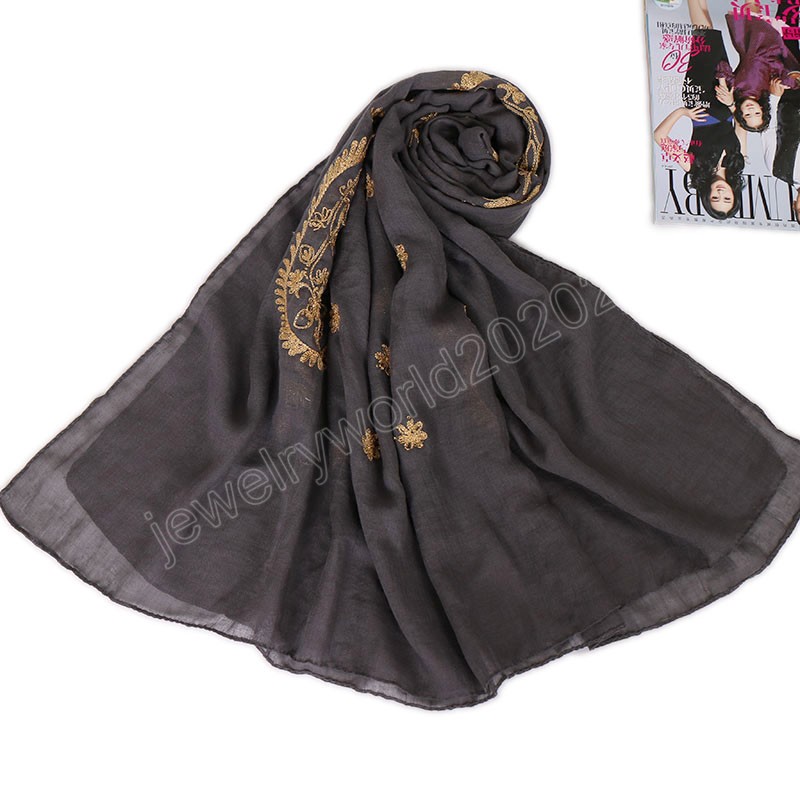 Paisley algod￣o hijab bordado com xale de cachecol bordado hijabs hijabs len￧os femininos retro Isl￣ abaya pashmina ￩tnica bandana