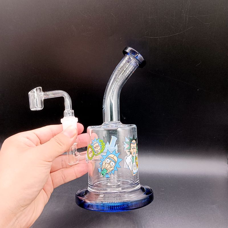 Narghilè in vetro spesso blu verde Riciclatore d'acqua Bong Mini Oil Dab Rigs Tubi di fumo