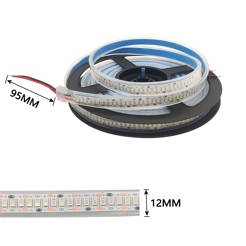 12V 2835 LEDストリップライト5mテープストリップ高密度留めるフレックス防水IP67シリコンチューブ240LEDSホームデコレーション