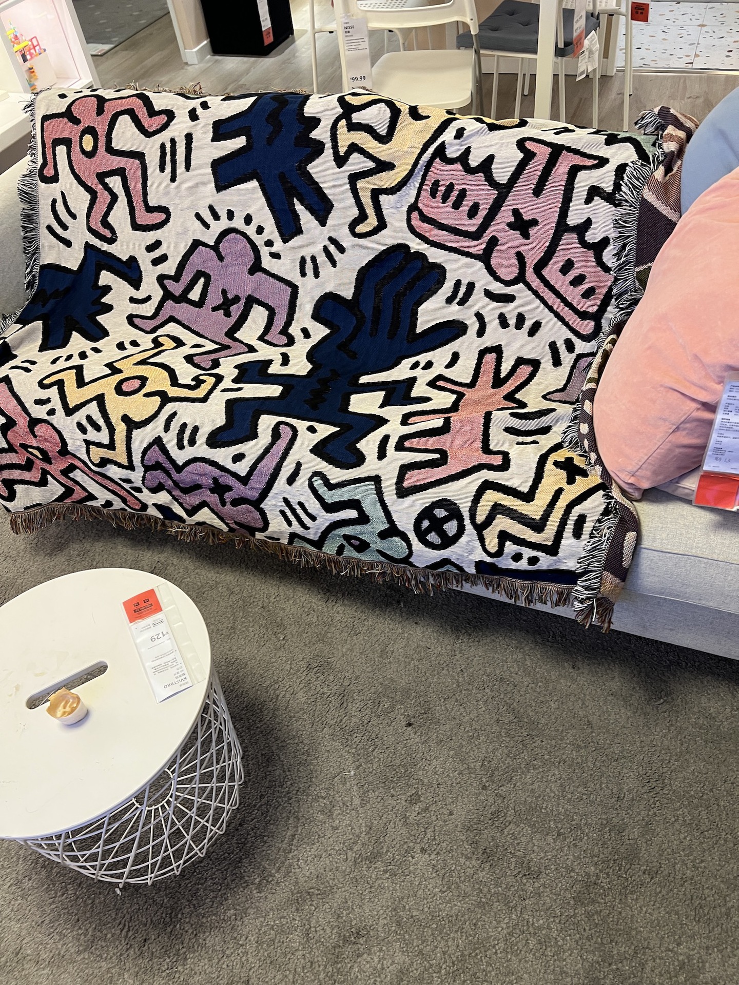 이제 담요 미국 공동 트렌드 Keith Haring Graffiti Master Illustrator 싱글 소파 담요 장식 태피스트리 캐주얼 커버 담요