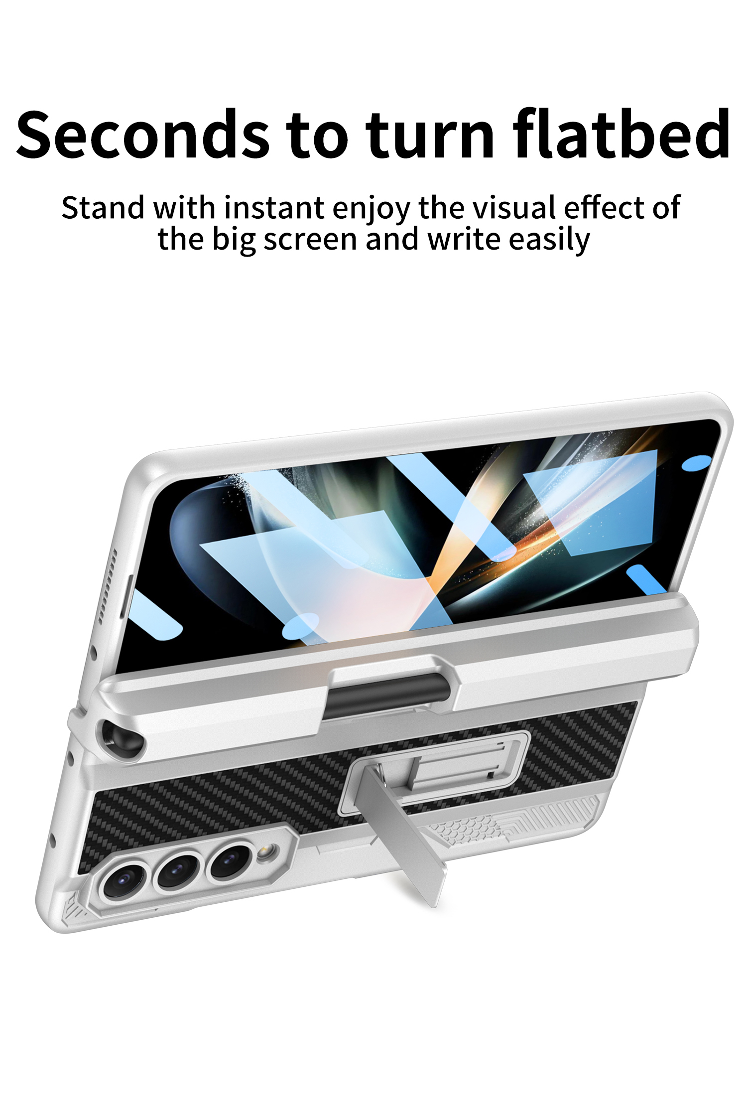 Fundas magnéticas Mech para Samsung Galaxy Z Fold 4, funda protectora de pantalla de película de vidrio, cubierta con bisagra y soporte para bolígrafo