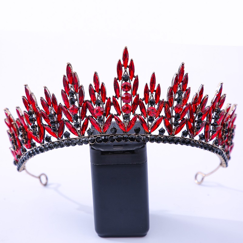 Schwarze Kristallblätter Party Geburtstag Tiaras Krone Kopfschmuck Strass Festzug Diadem Braut Stirnband Hochzeit Haarschmuck