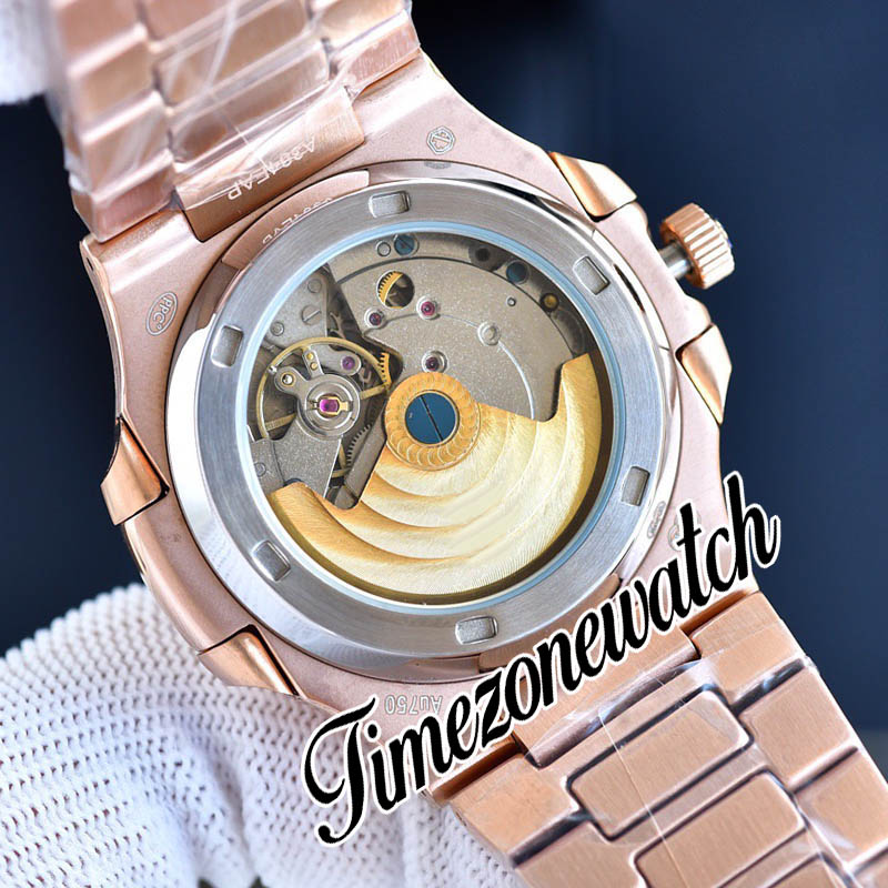 40mm 5711 Orologio automatico da uomo con texture bianca Quadrante con diamanti 5711/1300A Rettangolo con gemme blu Lunetta Bracciale in acciaio in oro rosa Orologi sportivi Timezonewatch E234D5