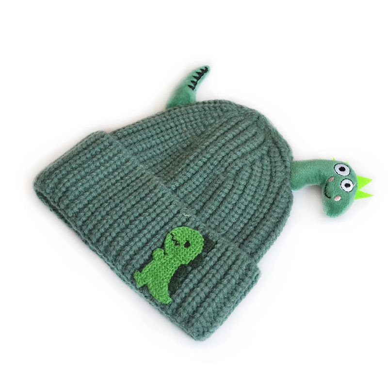 Autunno Inverno Bambino Bambini Cappello Lavorato A Maglia Ragazzi Ragazze Colore Caramella Cartone Animato Dinasaur Berretti Bambini Teschio Berretti Cappelli Caldi