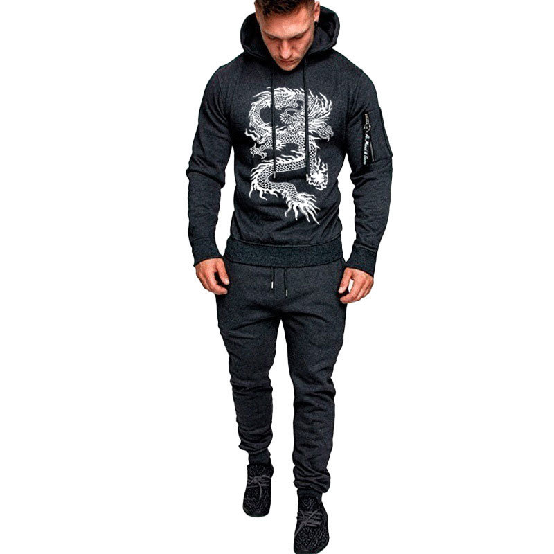 Mens Tracksuits Men Tracksuit Set Camouflage Dragon Printing Hoodies and Sweatpants Streetwear Fashion Casual Jogging Male Suit Plus Size 221010