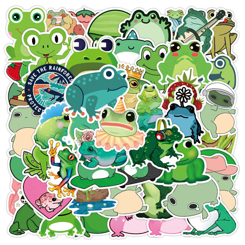 grenouille autocollants dessin animé pour adolescents enfants bouteille d'eau Cool étanche décalcomanie pour fille ordinateur portable vélo planche à roulettes téléphone ordinateur guitare