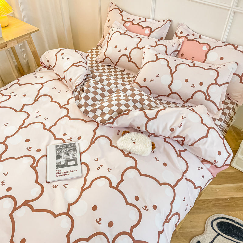 Bedding sets Spring Bedding Set Fashion Cartoon Kids Single Double Queen Size Flat Sheet Duvet Cover Pillowcase Bed Linens Home Textile 221010