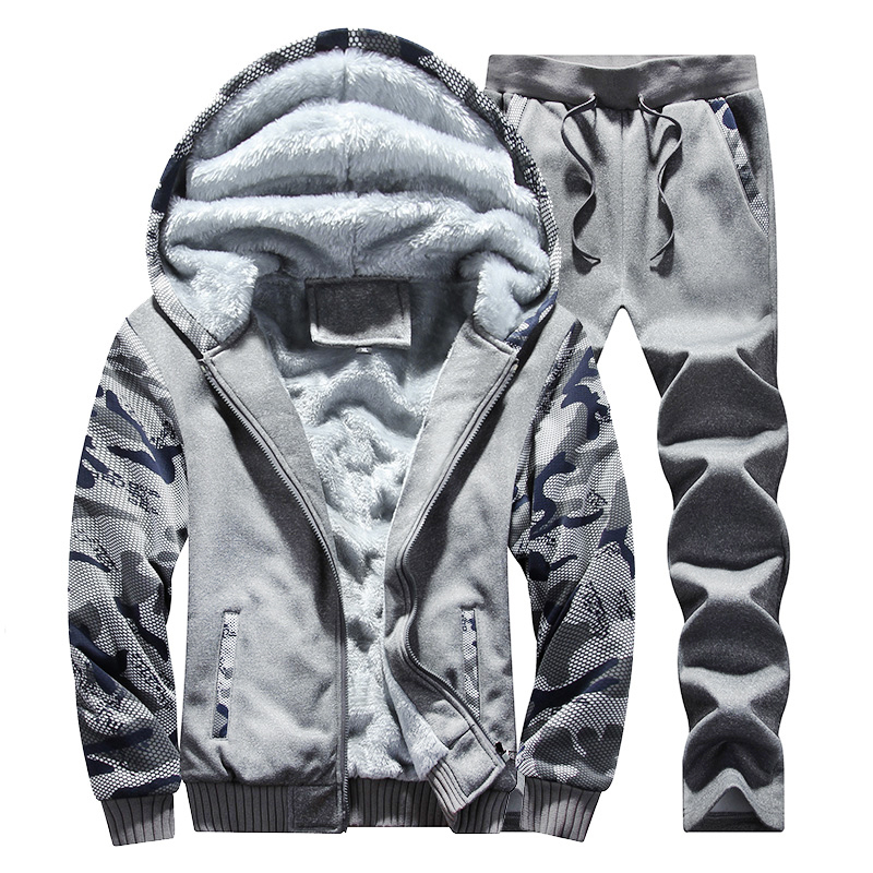 Survêtements pour hommes Hommes Camo Survêtement Hiver Ensemble Chaud Sweats À Capuche En Molleton Pour Hommes Marque Épaissir À Capuche Pantalon Costumes Pour Hommes Vêtements Pour Hommes Streetwear 221010