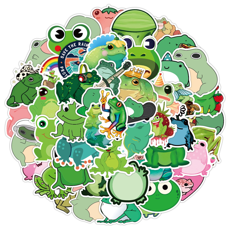 grenouille autocollants dessin animé pour adolescents enfants bouteille d'eau Cool étanche décalcomanie pour fille ordinateur portable vélo planche à roulettes téléphone ordinateur guitare