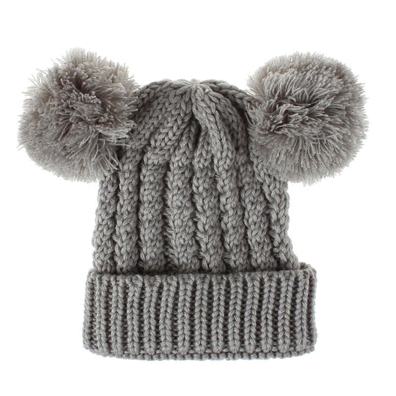 Bonnet D'hiver Crochet Tricoté Chapeaux Accessoires De Cheveux Double Boules Twist Chaud Laine Tricot Chapeau En Plein Air Bébé Ski Chapeaux De Fête Filles Doux Crâne Cap