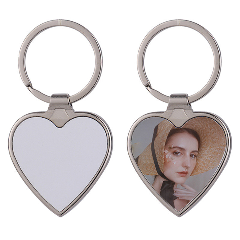 Sublimação em branco Keychains DIY Coração Round Designer Keychain Boleteira Bola quadrada amante Chave de chave