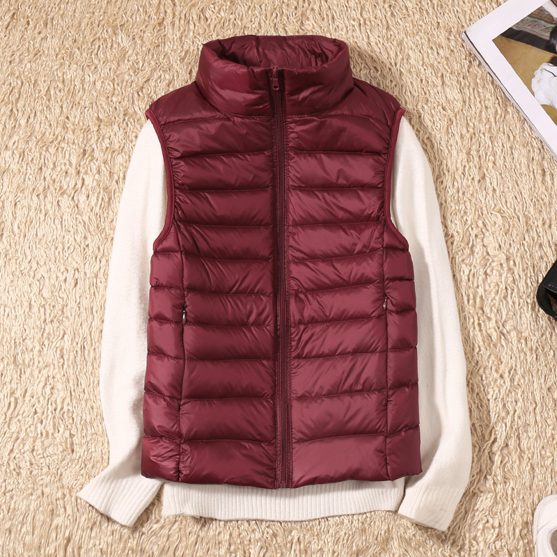 Womens Vests Femmes sans manches femmes Ultra léger vers le bas gilets veste mince fille Gilet léger coupe-vent chaud Gilet Portable 221010