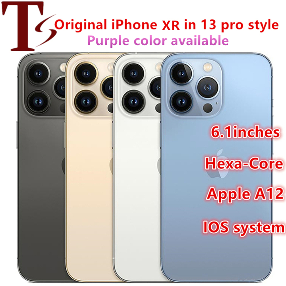 Apple Original iPhone XR no iPhone 13 Pro Style Phone desbloqueado com iPhone13 BoxCamera Aparência 3G RAM 64GB 128GB ROM Smartphone