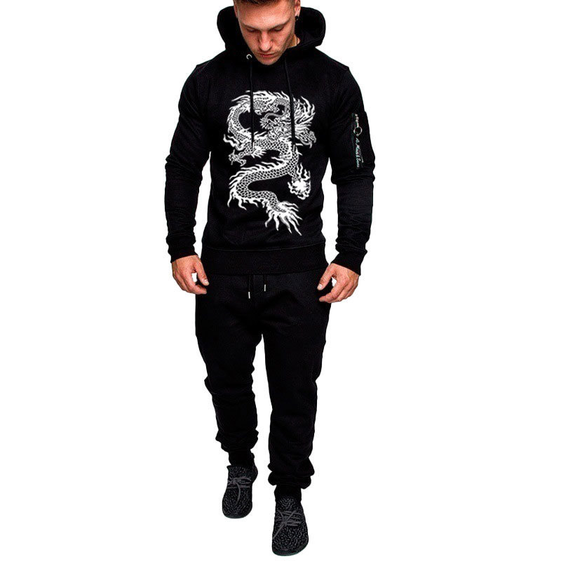 Mens Tracksuits Men Tracksuit Set Camouflage Dragon Printing Hoodies and Sweatpants Streetwear Fashion Casual Jogging Male Suit Plus Size 221010