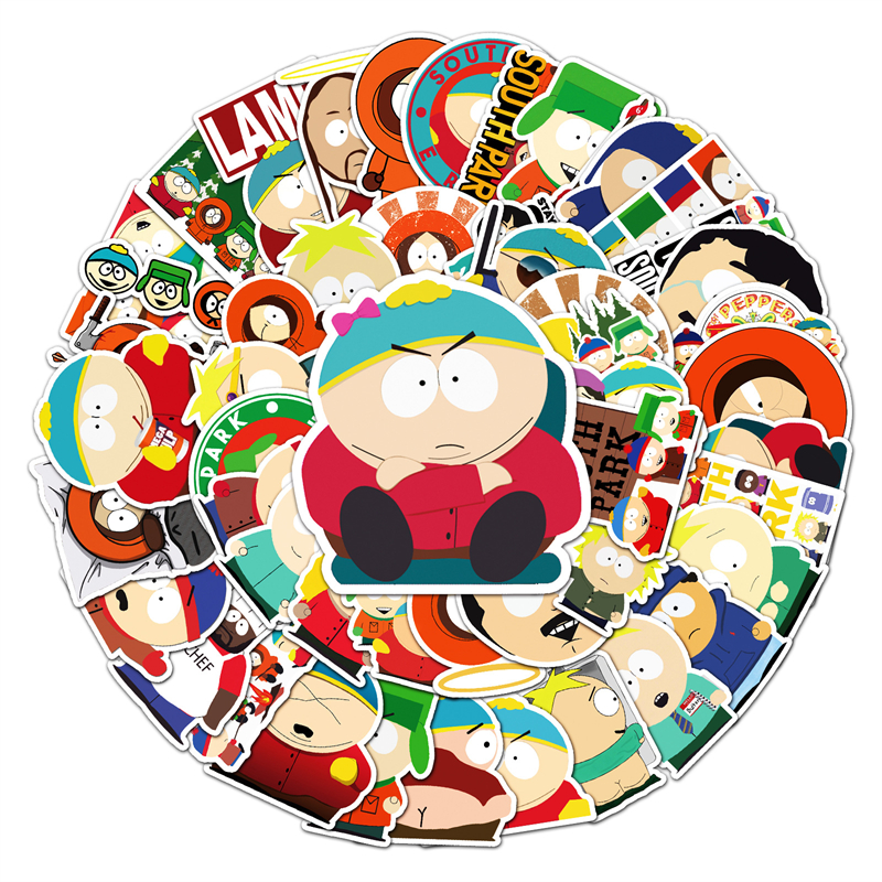 50 ADET South Park Karikatür Bagaj Sticker Graffiti Su Geçirmez Seyahat Çantası Dizüstü Dekorasyon