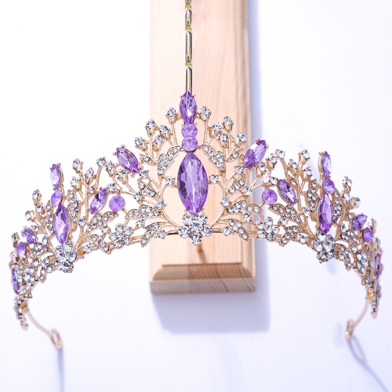 Blue Purple Rose Crystal coroas vintage shinestone tiaras para mulheres concursos de noiva Diadema Cabelos acessórios