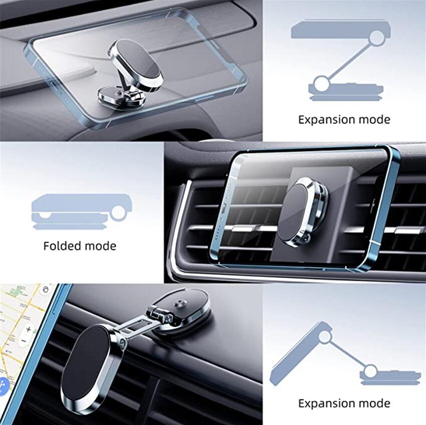 Folding Magnetic Car Phone Holder Rotatable Mini Strip Shape Stand For Huawei Metal Strong Magnet GPS Mount for iPhone 13 14