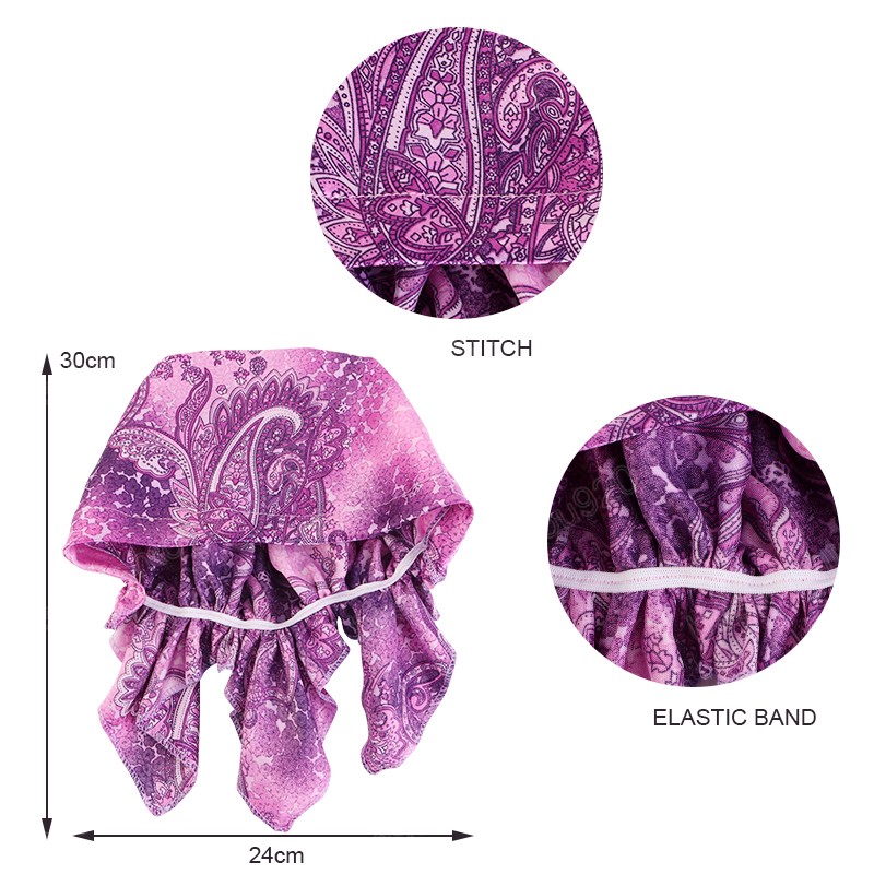 Pre-tied Women Turban Satin Paisley Pattern Muslim Headband Soft Flexib Hair Scarf Chemo Cap Leadies Head Wrap Bandana