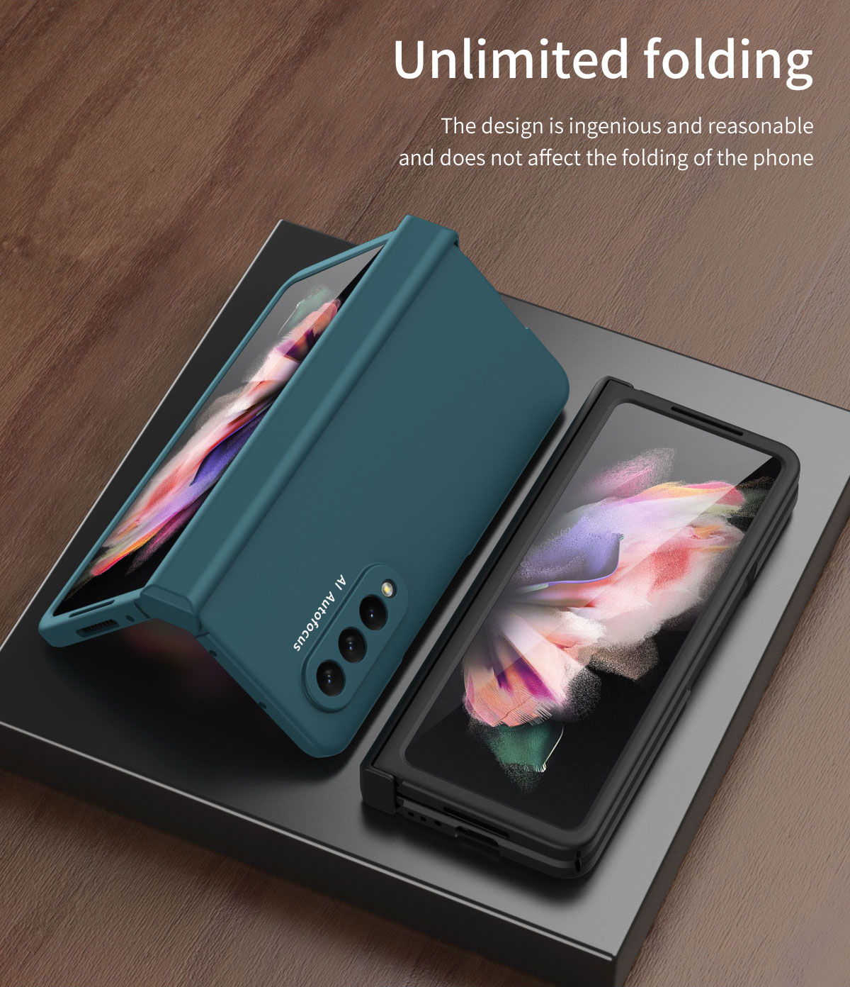 Gångjärnsfodral för Samsung Galaxy Z Fold 4 Fall Glass Film Skärmskydd Matt hårt omslag