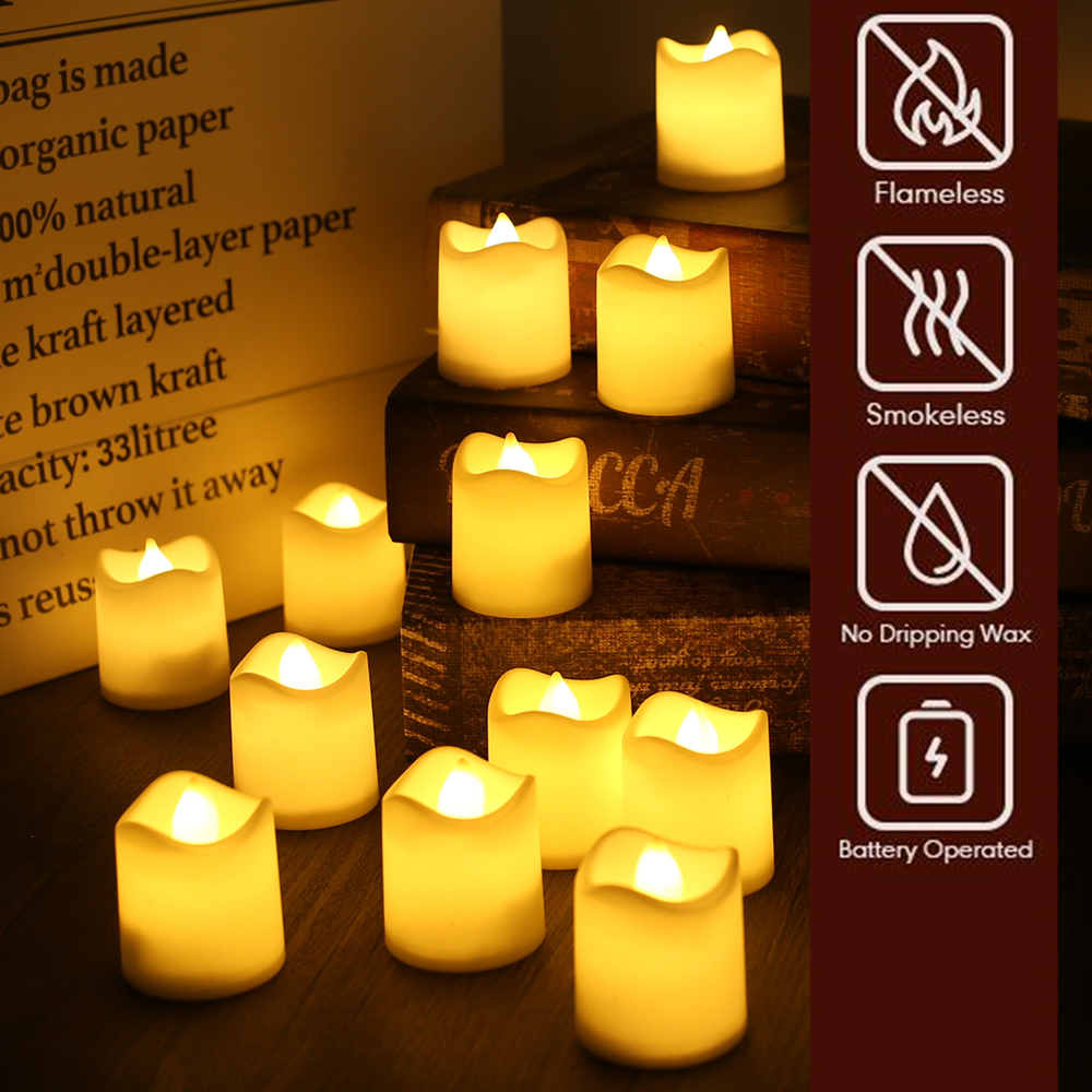 Ljus 1224 st Creative LED Candle Battery Powered Flameless Tea Light Lamp för för hembröllopsfest dekoration leveranser droppfartyg 221010