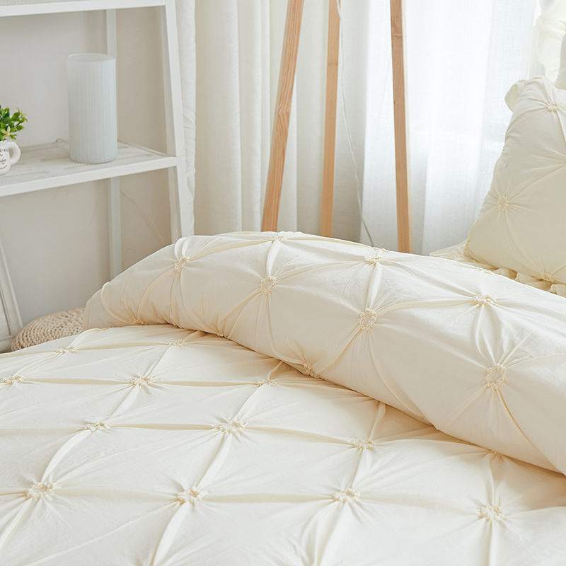 침구 세트 수제 주름베이스 베이지 공주 Quiltduvet 커버 웨딩 100%면 주름 침대 주름 침대 침대 스커트 침대 침대 침구 세트 럭셔리 221010