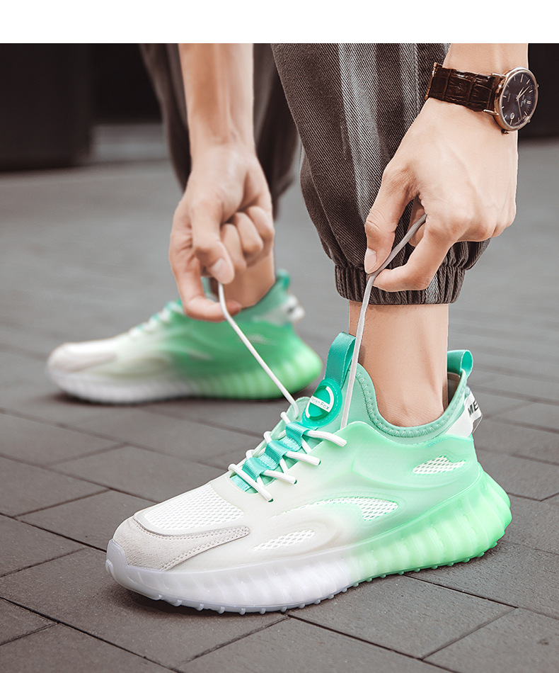 erkekler koşu ayakkabısı gradyan örgü tasarımcı spor ayakkabılar erkek eğitmenleri rahat moda açık nefes alabilen ışık spor ayakkabıları