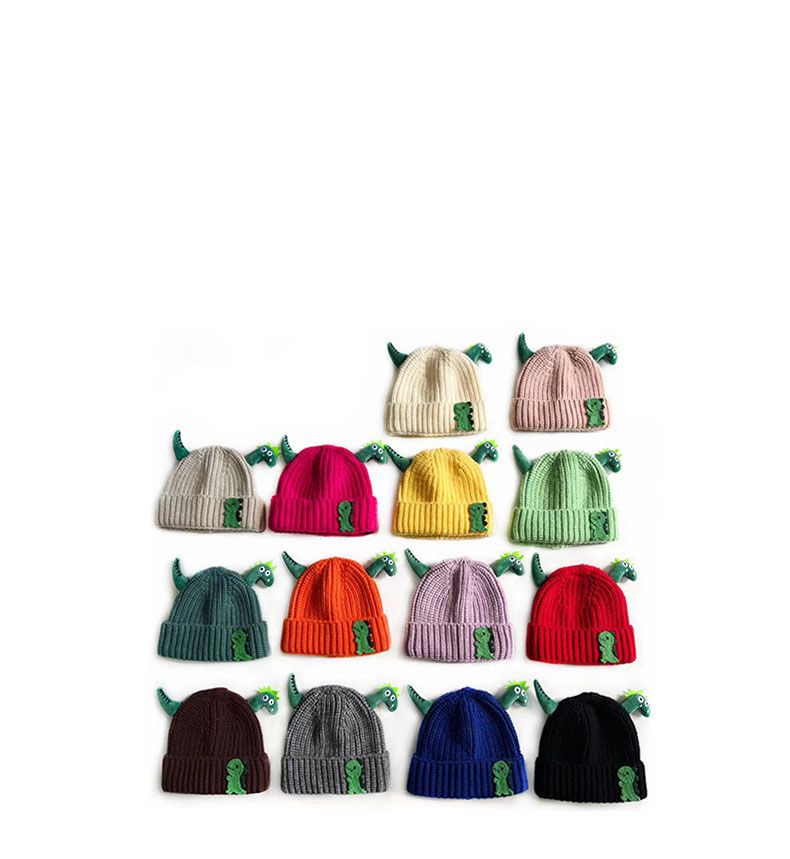 Autunno Inverno Bambino Bambini Cappello Lavorato A Maglia Ragazzi Ragazze Colore Caramella Cartone Animato Dinasaur Berretti Bambini Teschio Berretti Cappelli Caldi