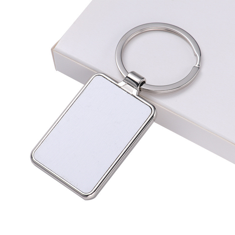 Sublimatie blanco DIY Keychains hart Ronde Designer Keychain Wallet Handtas Square Lover Keychains auto Key Ring voor vrouw Man Valentijnsdag Kerstcadeau