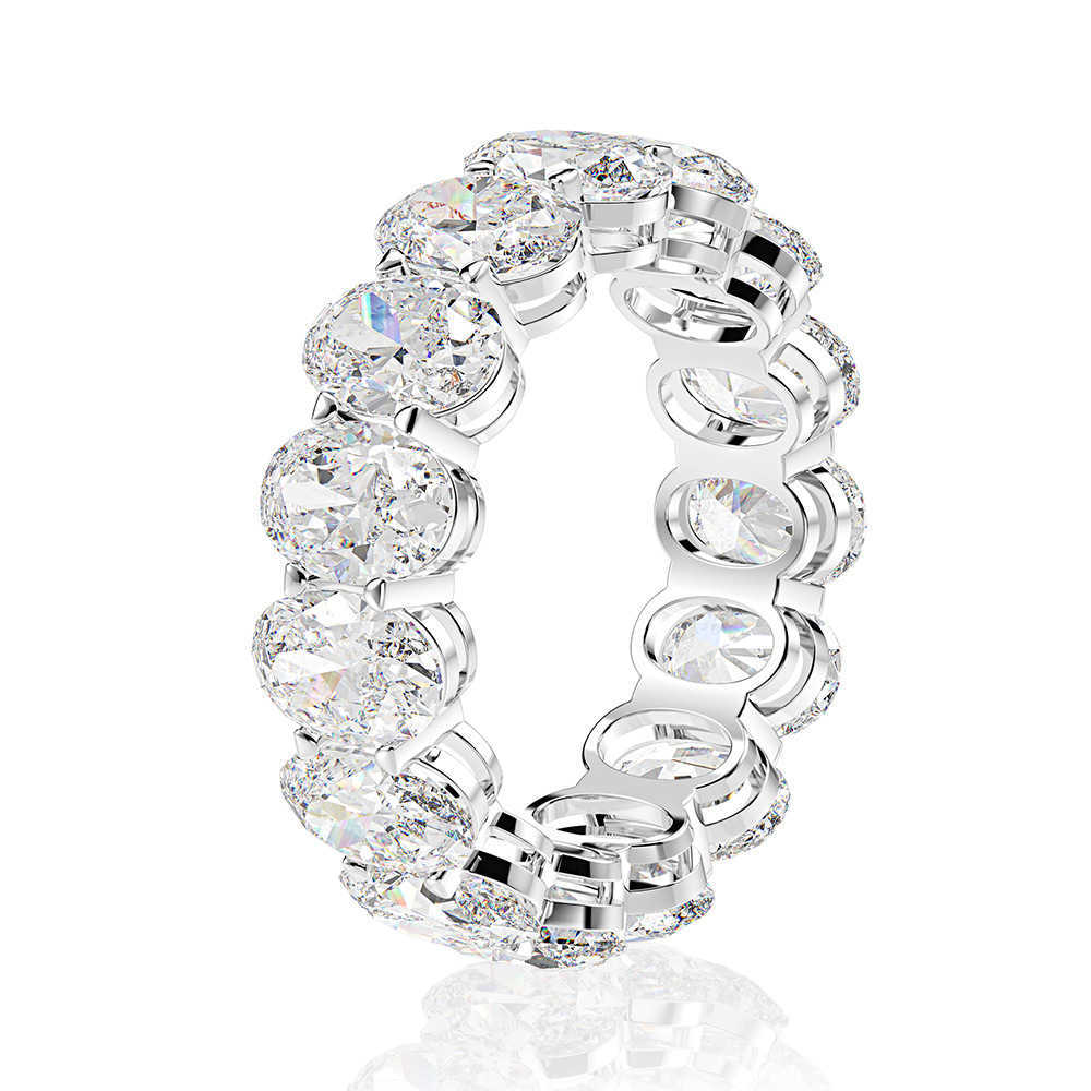 Anéis de cluster luxo oval corte moissanite anel de diamante % original 925 prata esterlina noivado anéis de banda de casamento para mulheres brida2429