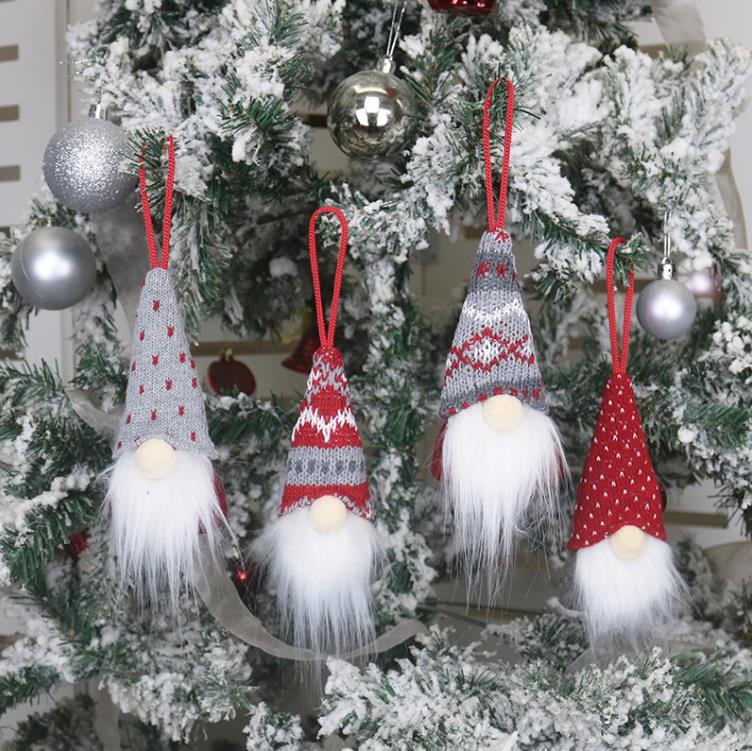 Merry Christmas Faceless Gnome Doll Ornaments For Xmas Tree Forest Old Man Hanging Pendant Decoration New Year Gift SN4211