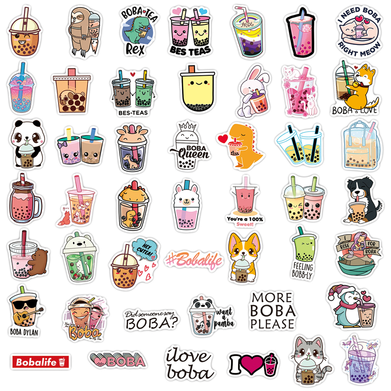 Bubble Tea and Coffee Stickers Vinyle Étanche Boisson Autocollant pour Ordinateur Portable Pare-chocs Skateboard Bouteilles D'eau Ordinateur Téléphone Tasse Cadeaux