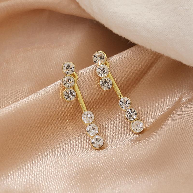 Boucles d'oreilles Design de mode sens brillant Zircon dos suspendu pour femme luxe deux façons de porter bijoux de mariage 313Q