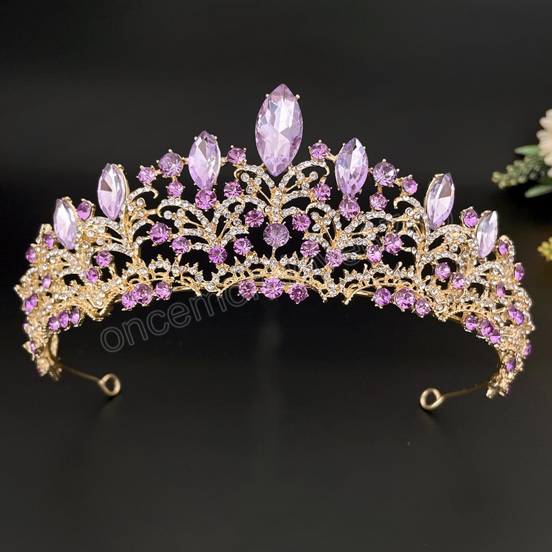 Blu cielo rosa cristallo strass corona nuziale sposa diademi corona copricapo accessori capelli copricapo da sposa donna