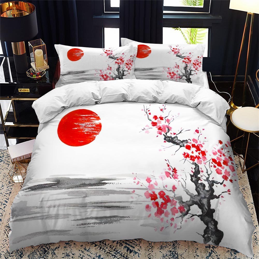 Bedding sets JapaneseStyle Duvet Cover Set King Queen Full Size Ukiyoe Theme Wave Pattern Polyester Bedding Set Fuji Mountain Exotic Style 221010