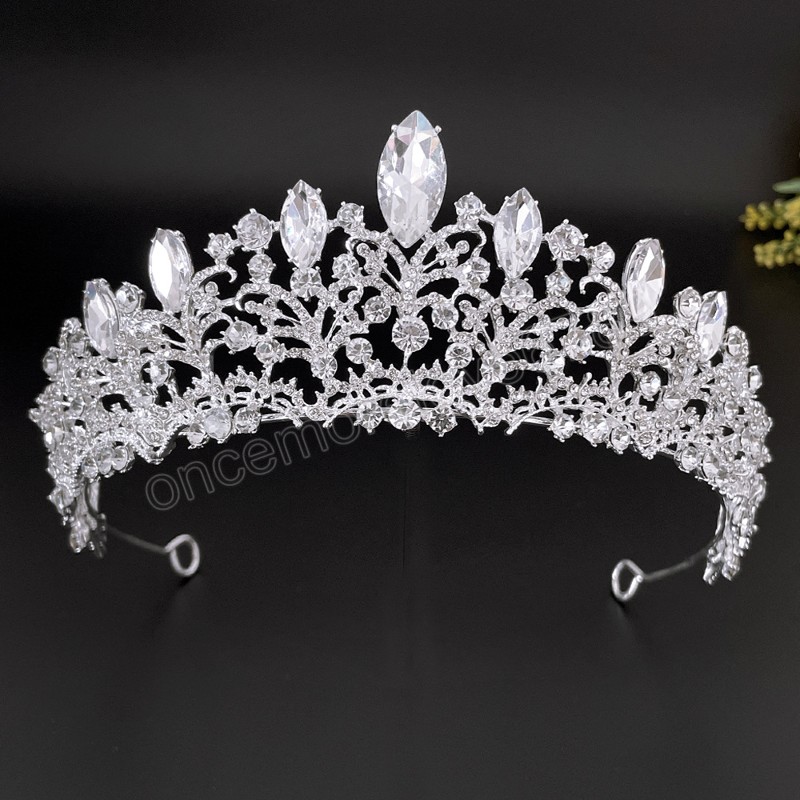 Blu cielo rosa cristallo strass corona nuziale sposa diademi corona copricapo accessori capelli copricapo da sposa donna