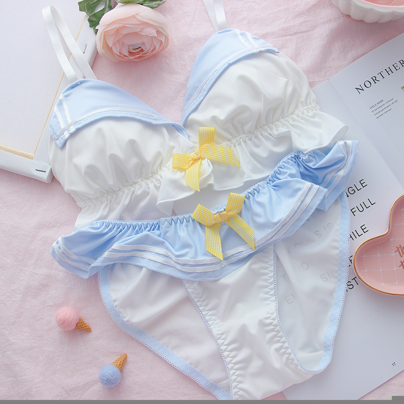 Reggiseni Imposta giapponese Lolita Navy Lingerie con mutandine Sweet Cute Sailor Underwear Cos Sexy Bow Set Kawaii Women Student Bralette 221010