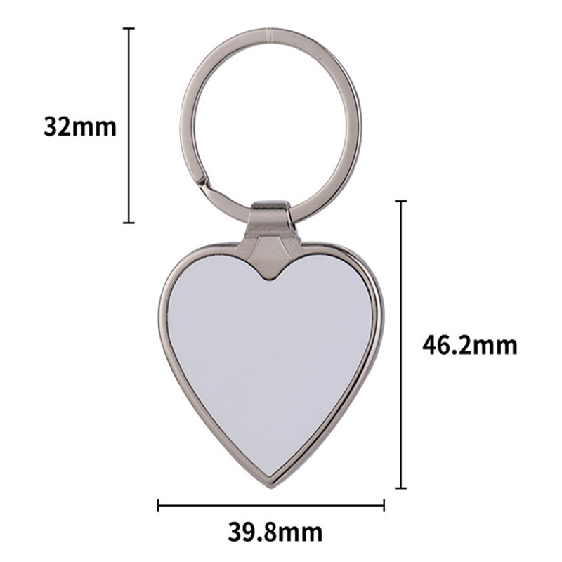 Sublimatie blanco DIY Keychains hart Ronde Designer Keychain Wallet Handtas Square Lover Keychains auto Key Ring voor vrouw Man Valentijnsdag Kerstcadeau