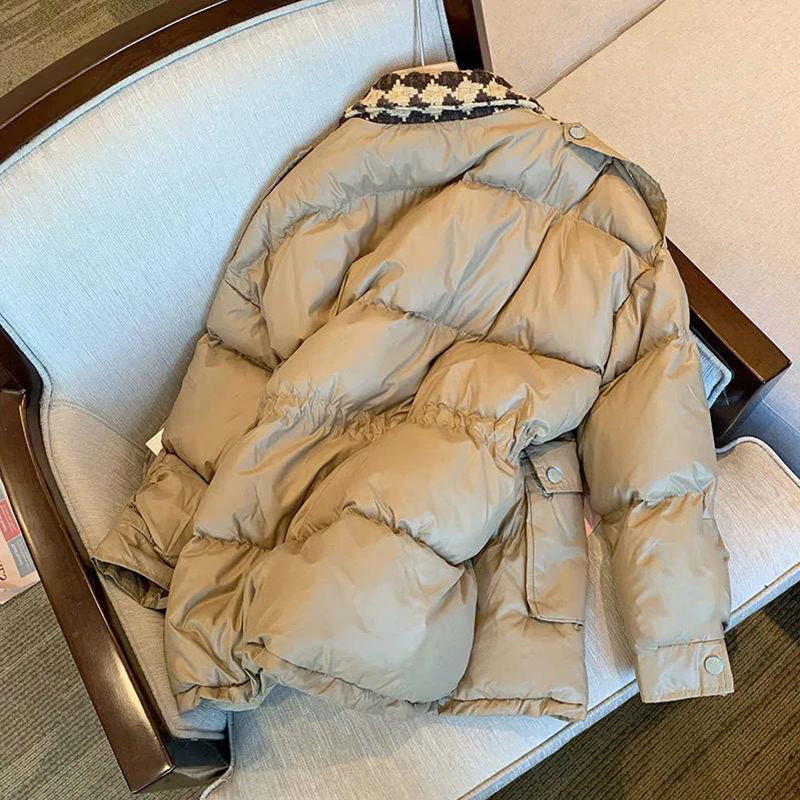 Womens Down Parkas Winter Oversized Woolen Patchwork Women Thicken Cotton Coats Warm Down Parka Oversized Outwear Women Windproof Jacket 221010