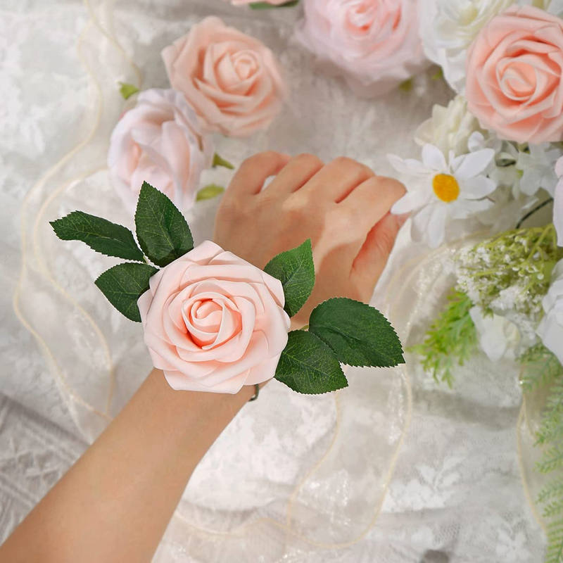 Faux Floral Verdure PE Mousse Rose Fleurs DIY Bouquets De Mariage Artificielle Faux Fleurs Feuilles Avec Des Poteaux Pour La Fête De Mariage Décoration De La Maison 221010